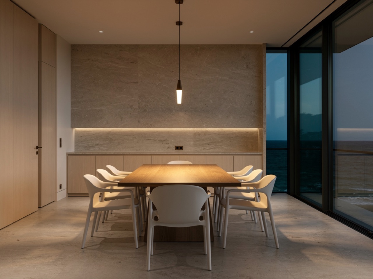 The private dining room at dusk