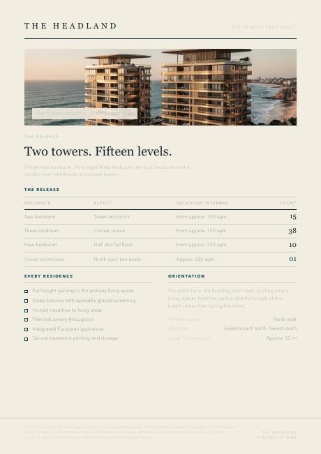 Residences, A4 fact sheet